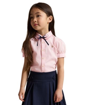 Girls 2T-6X Short-Sleeve Solid Oxford Shirt