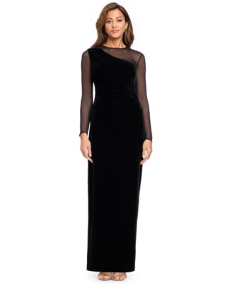 Women's Velvet Long-Sleeve Boat Neck Dress