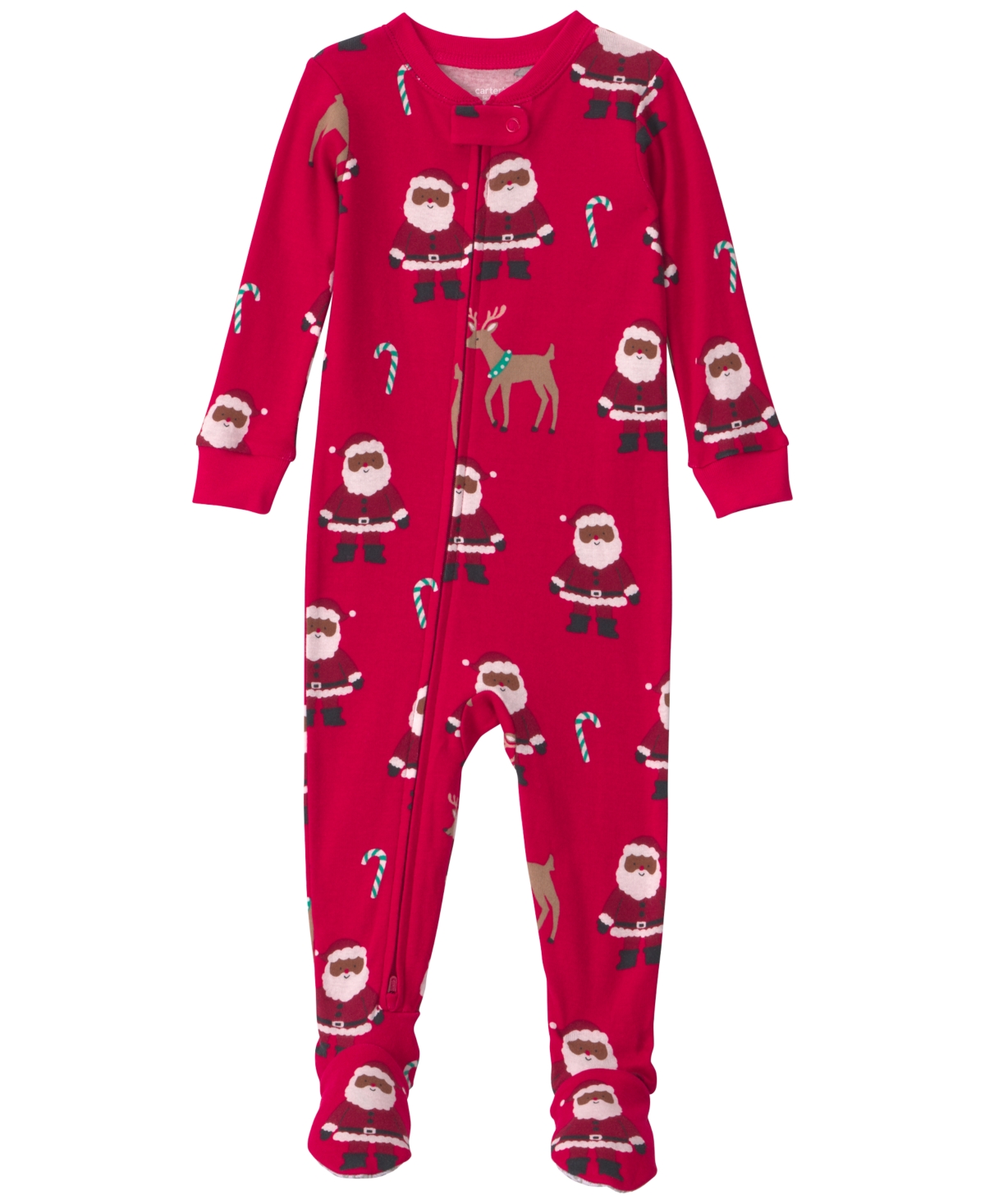 Carter's Boys' and Girls' 2-Way Zip Christmas Snug Fit Cotton Footed Pajama