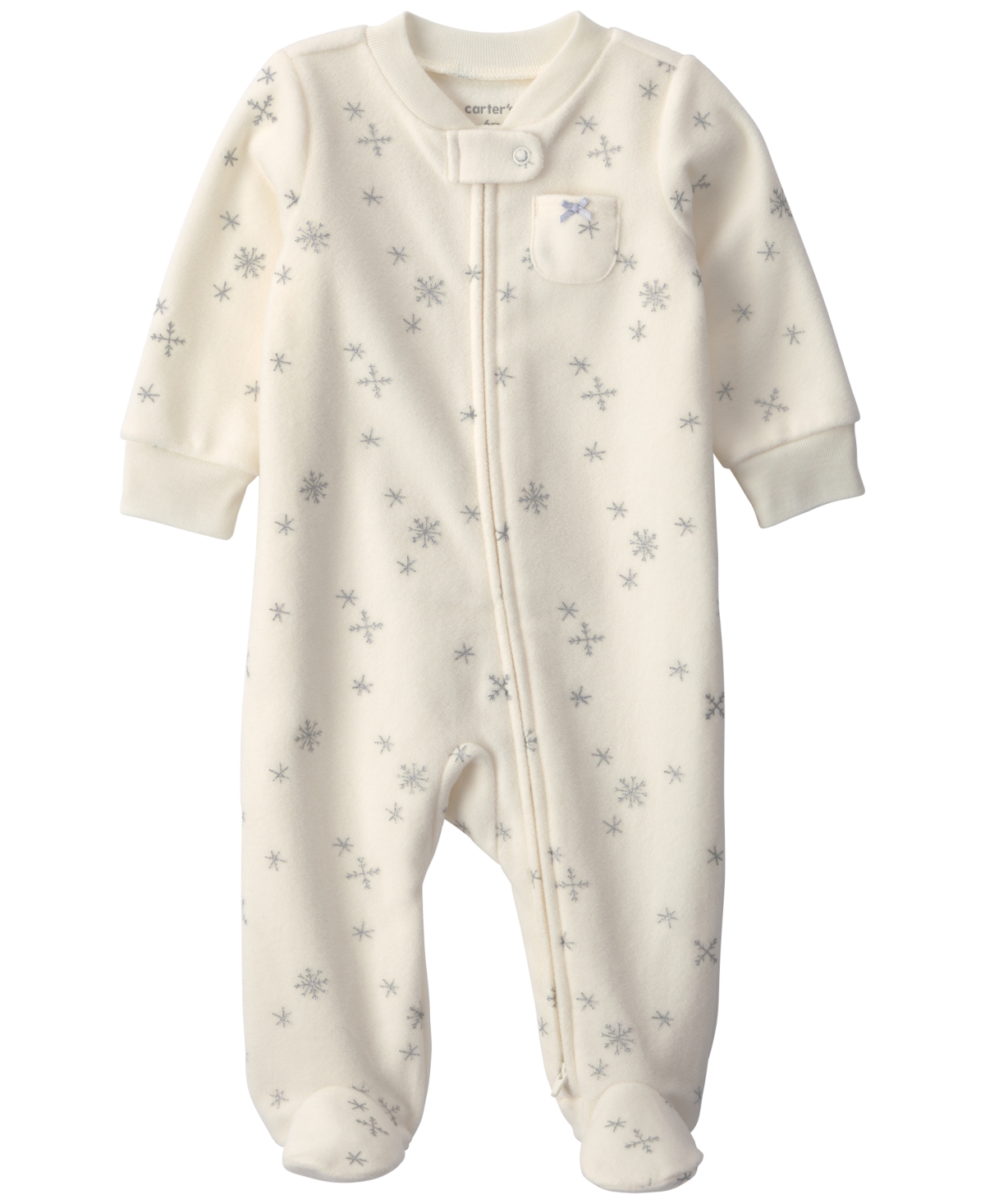Carter's Baby Girls' 2-Way Zip Snowflake Fleece Sleep & Play Pajamas - Cream