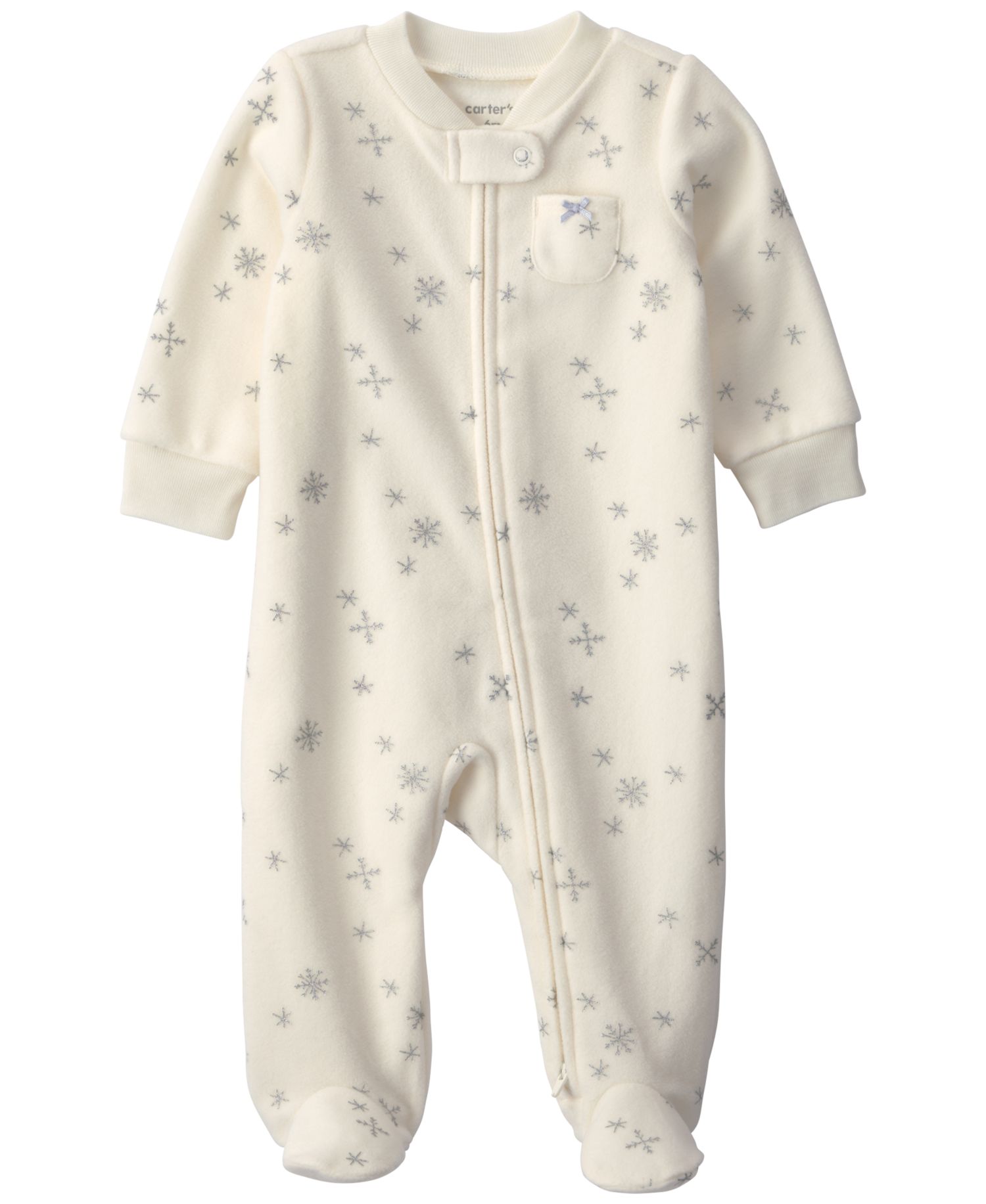 Baby Girls' Snowflake 2-Way Zip Fleece Sleep & Play Pajamas