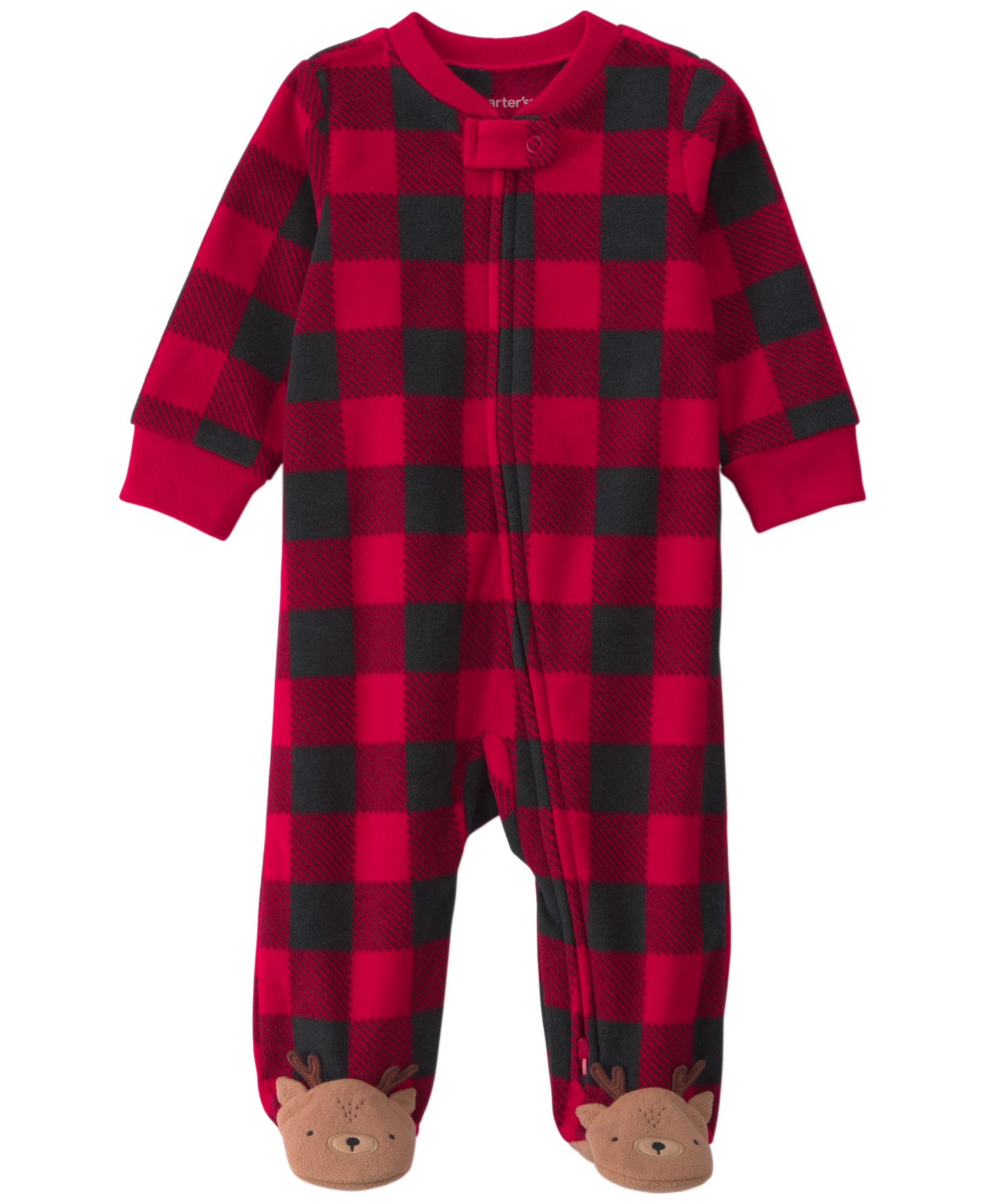 Baby Boys' and Baby Girls' Buffalo Check Fleece 2-Way Zip Sleep & Play