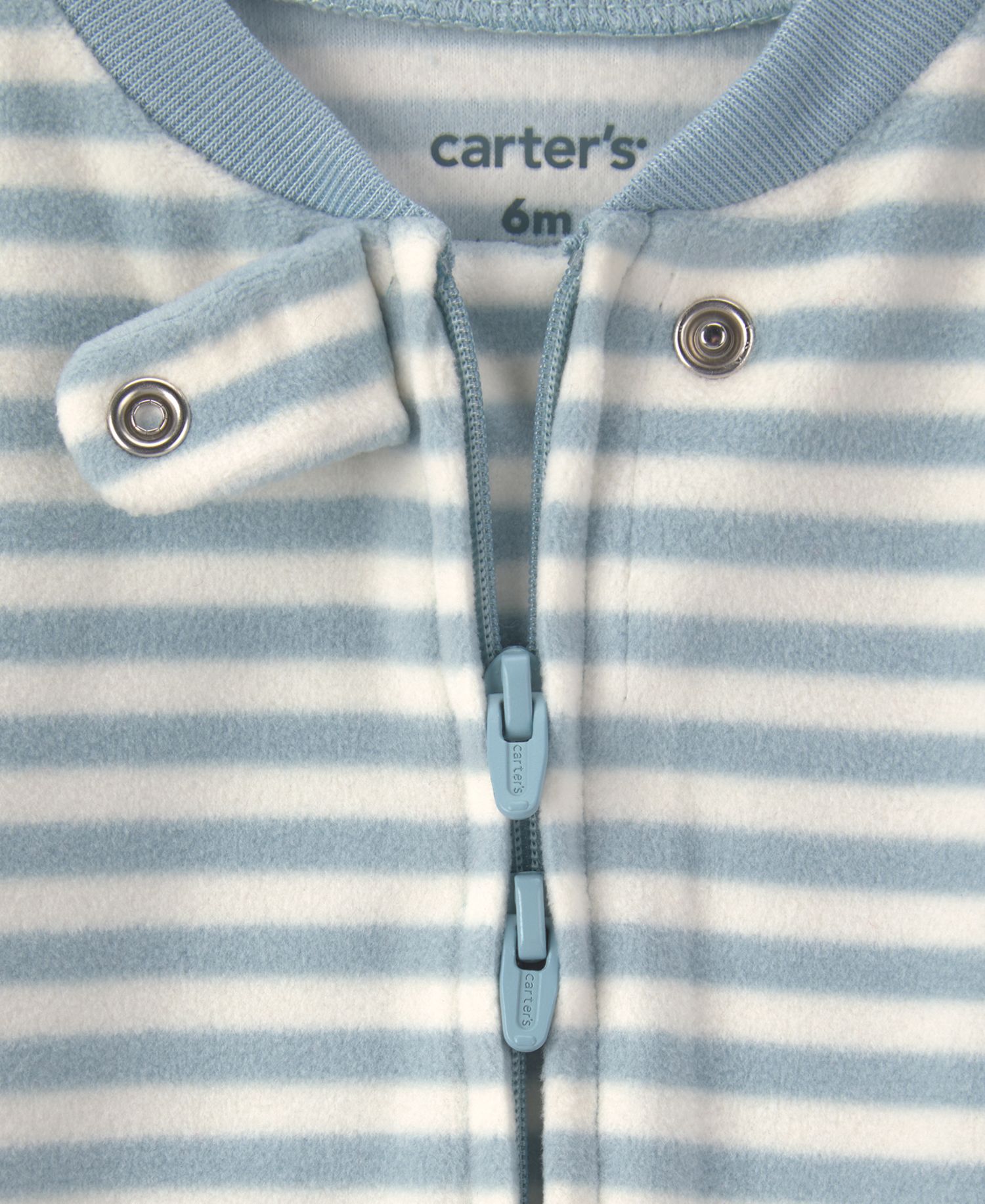 Boys' and Girls' Milk & Cookies 2-Way Zip Striped Fleece Sleep & Play Pajamas