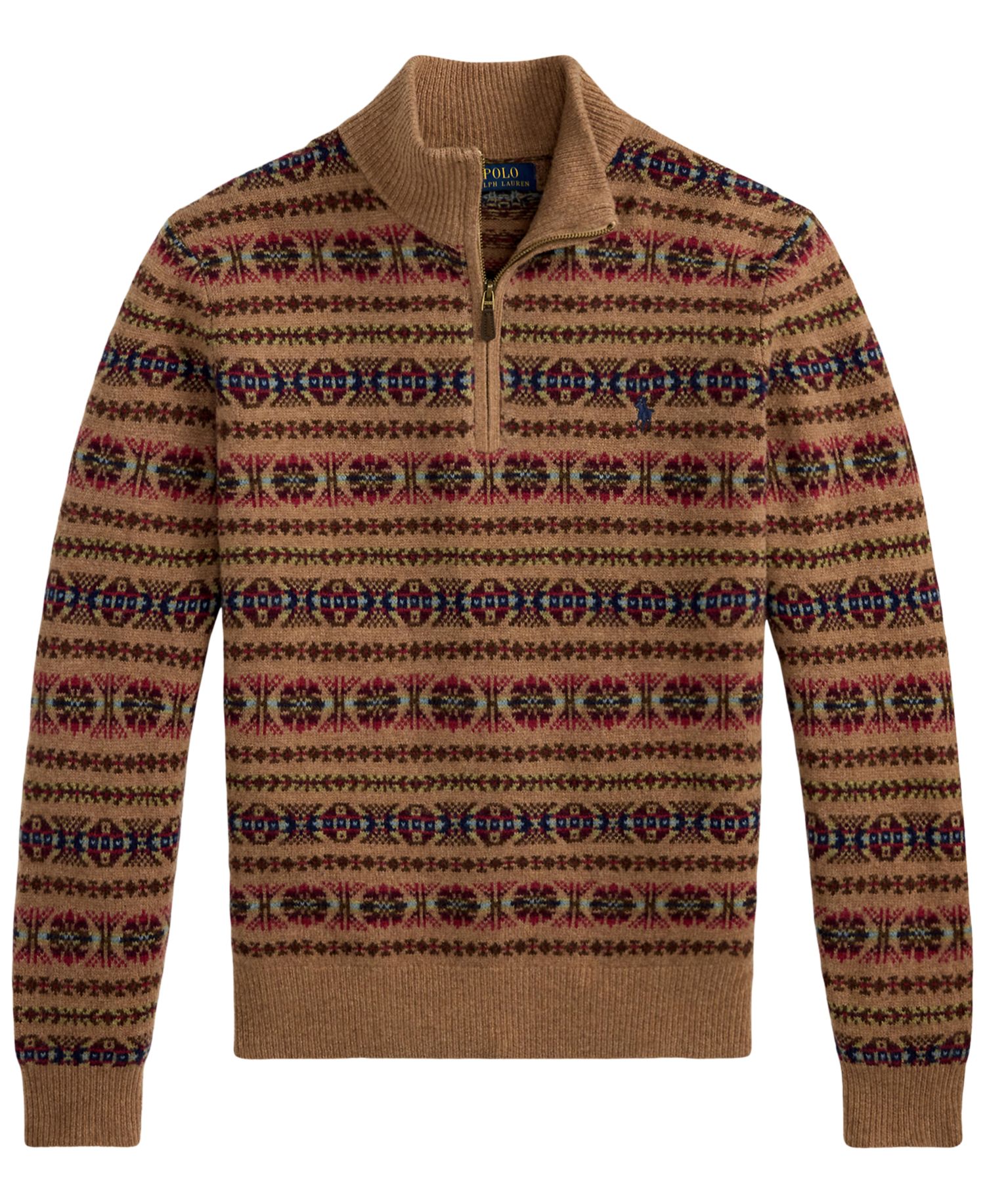 Men's Fair Isle Wool Mockneck Quarter-Zip Sweater