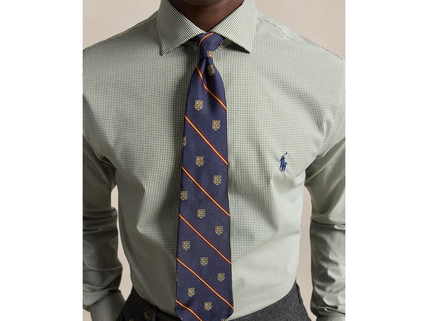 Мужская рубашка Polo Ralph Lauren Checked Poplin Dress Shirt, цвет: Белый — фото 3