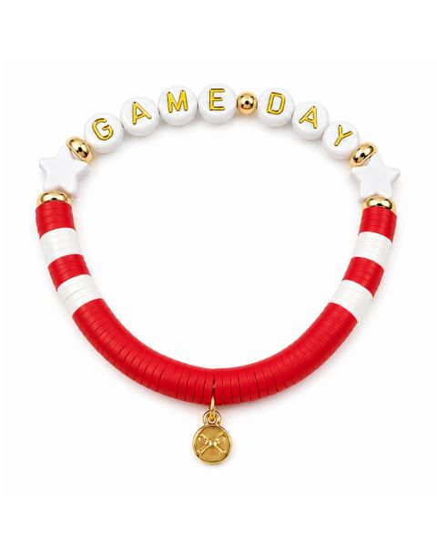 Браслет Bits & Bows Game Day для девочек, цвет: Красный / Белый