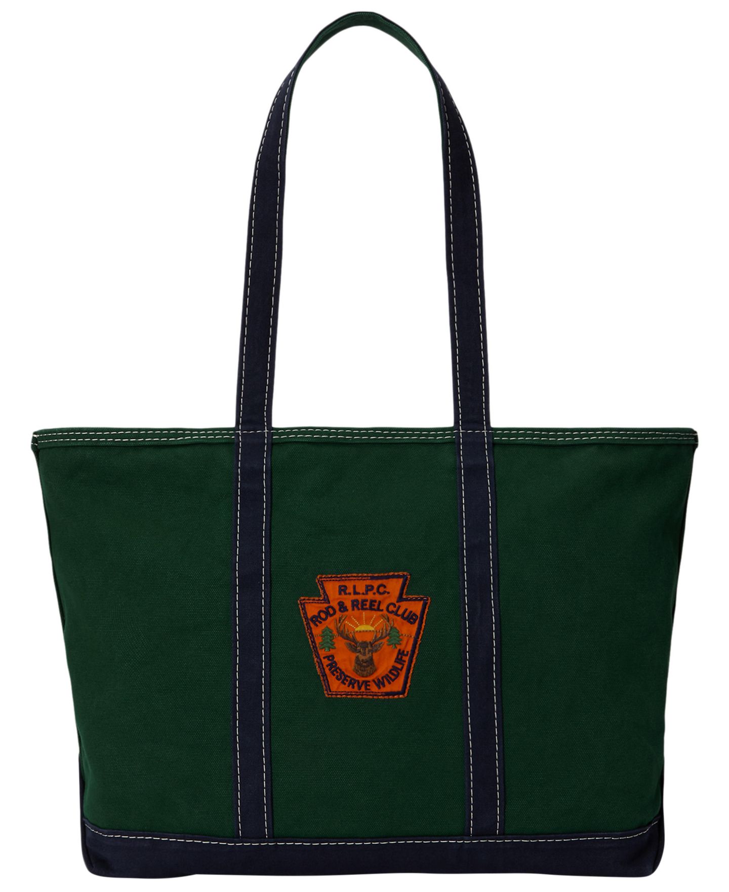 Мужская сумка Polo Ralph Lauren Logo-Patch Outdoors-Inspired Canvas Tote, цвет: Зелёный / Тёмно-синий — фото 2