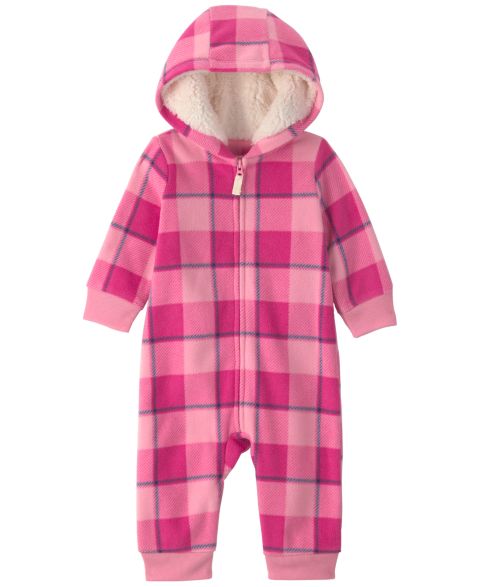 Комбинезон Carter's Buffalo Check Fleece Zip-Up Hooded Jumpsuit для девочек-малышей, цвет: Розовый