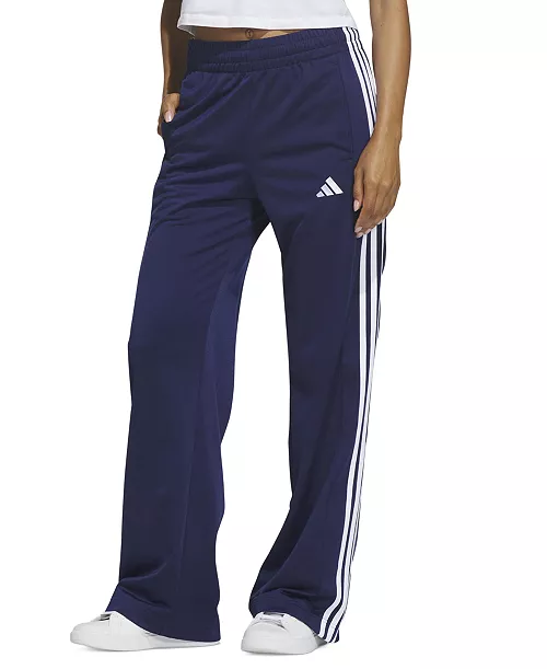 adidas Women's 3 Stripe Snap Pant High-Rise Wide-Leg Pants