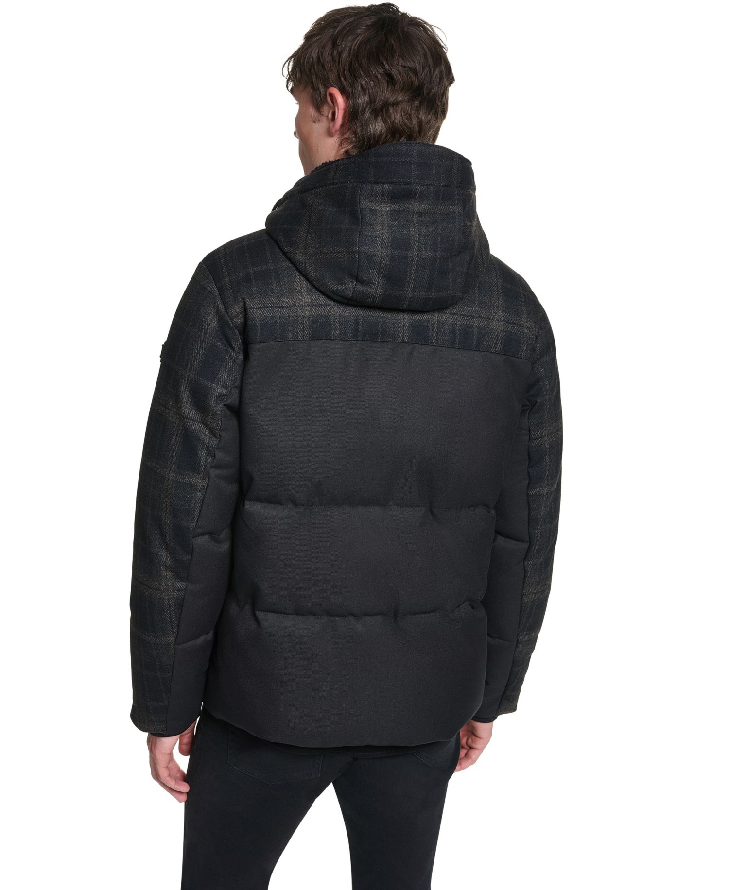Men's Mixed Media Hooded Jacket
