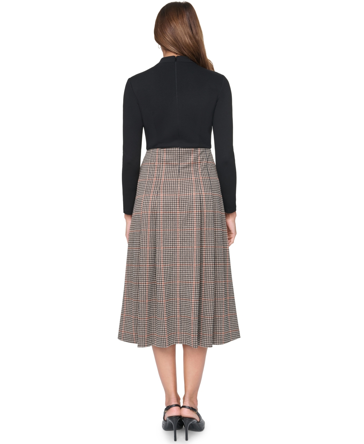 Eliza J Petite Mock Neck A-Line Twofer Midi Dress