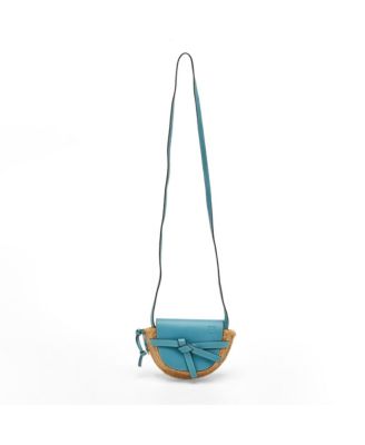 Women's Gate Mini Raffia and Leather Shoulder Bag
