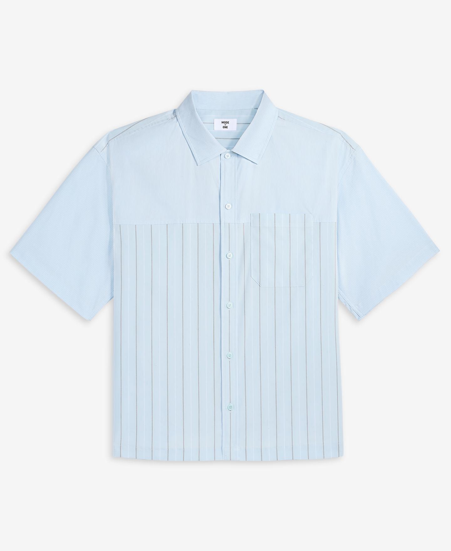 Мужская рубашка Mode of One Spliced Short-Sleeve Boxy Button-Up, цвет: Crystalline Blu — фото 5