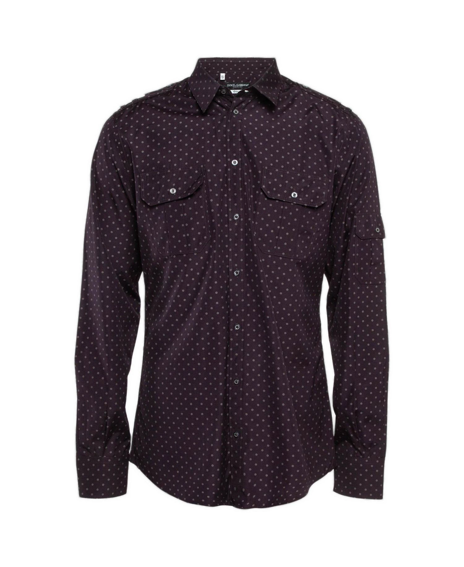 Dolce & Gabbana Men's Gold Long-Sleeve Polka-Dot Slim-Fit Shirt
