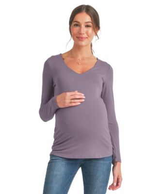 Maternity V-Neck Long-Sleeve Fitted Top