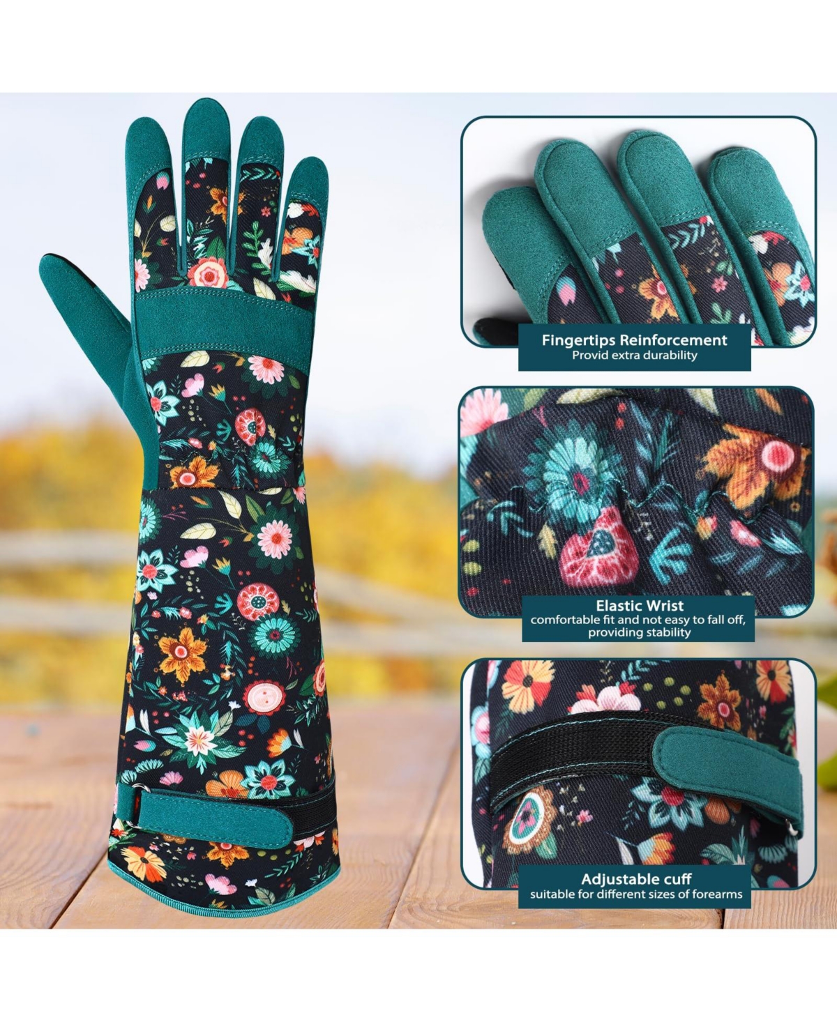 Xdovet Women Leather Garden Gloves Long Thorn-proof Grip Work