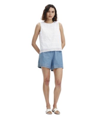 Women's Gloria Eyelet Cotton Crewneck Blouse