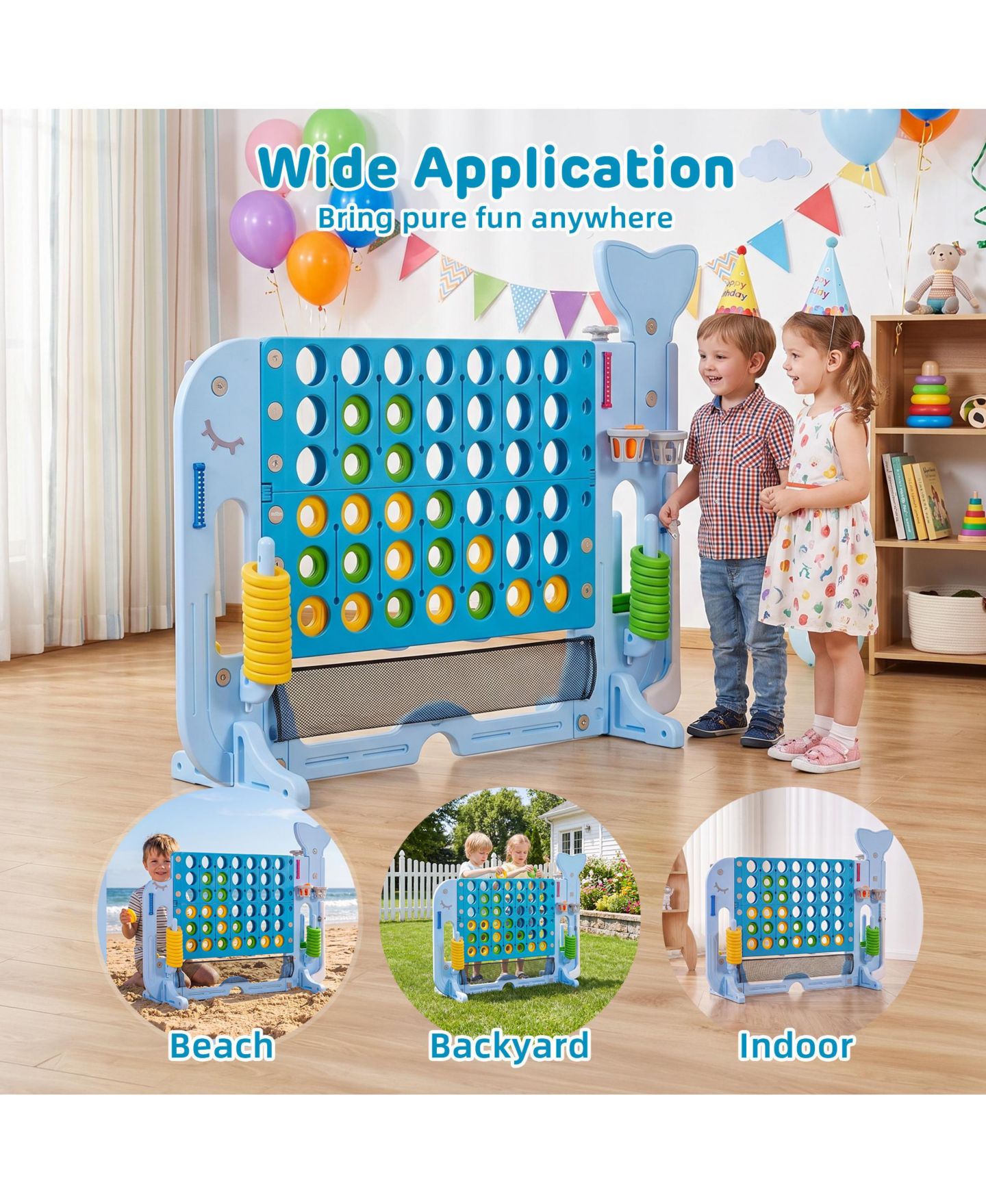 Детские игрушки SUGIFT 4-in-1 Connect Game, Adjustable-Height Outdoor Toy Set, 52.4"H x 18.5"W, Ages 3+, цвет: Синий — фото 6