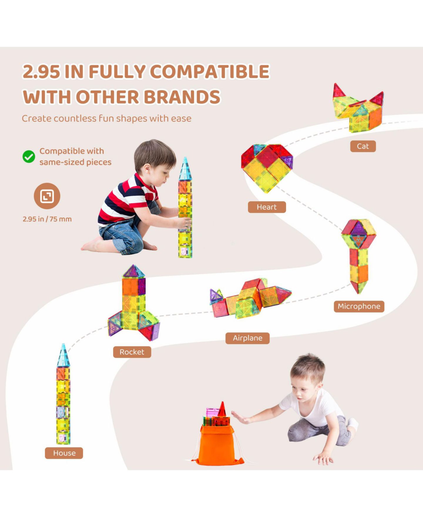 Детский конструктор SUGIFT Magnetic Building Tiles 32-Piece Building Set, Ages 3+, цвет: Open Miscellaneous — фото 3