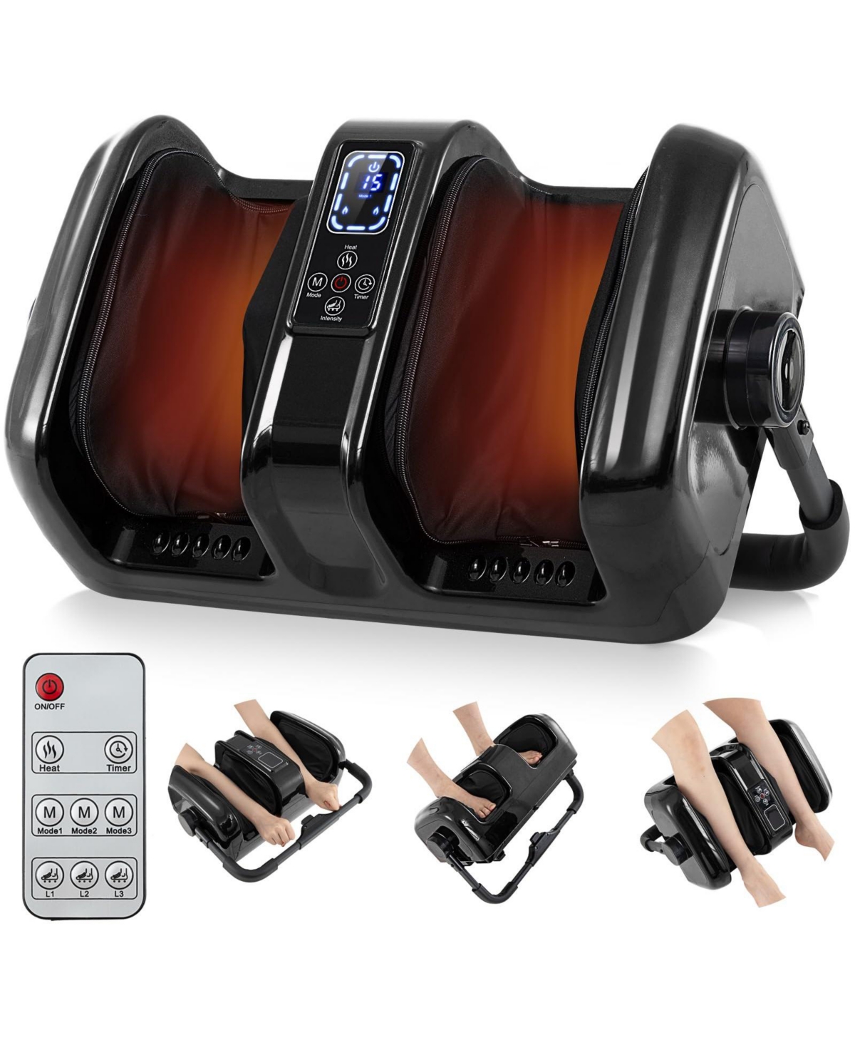 Ecooso Foot and Calf Massager with Heat Shiatsu Deep Kneading Rolling Smart Electric Leg Massager