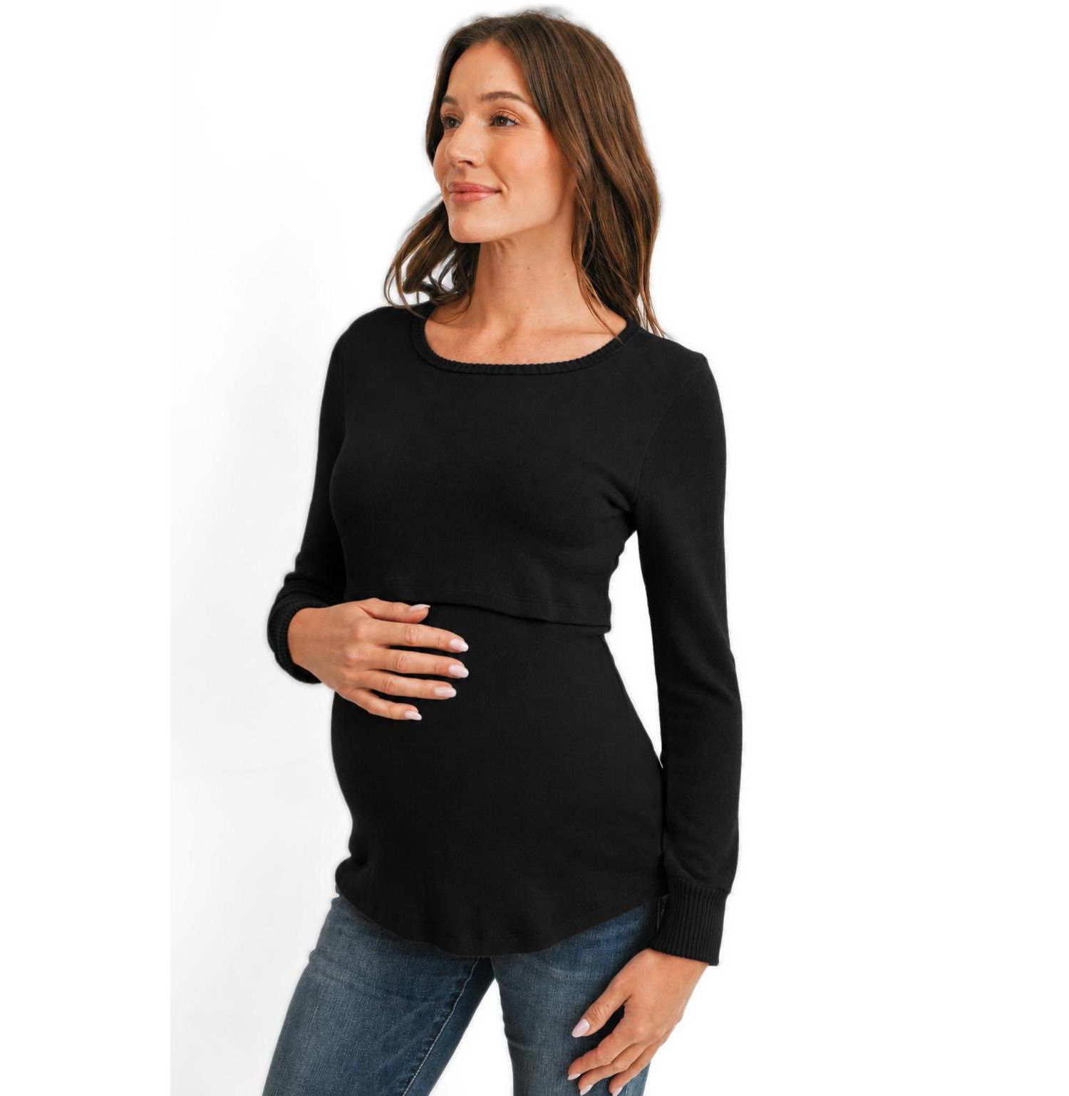 Maternity Nursing Brushed-Knit Sweater