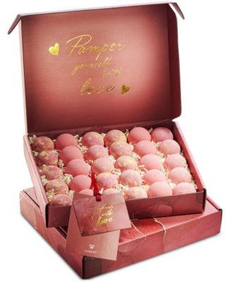 Handmade Bath Bomb Gift Set, 30pc Bubble Bath Fizzy in Rose Petal, Jasmine and Pink Grapefruit Scents