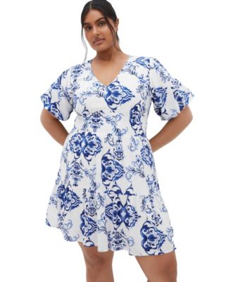 Women's Winslow Fit & Flare Print V-Neck Dress