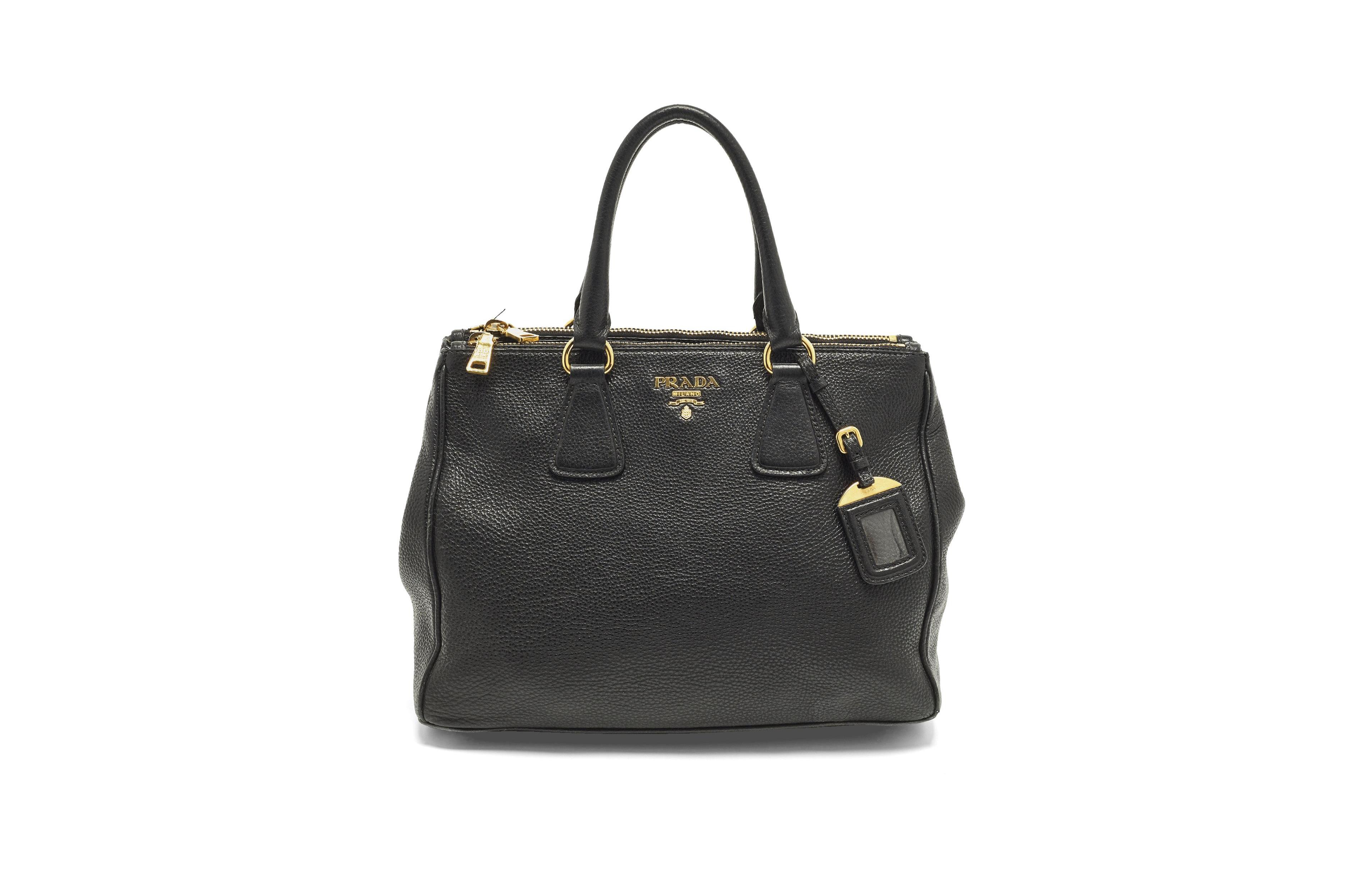 Pre-Owned Prada Women's Vitello Daino Double Zip Leather Tote