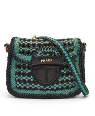 Women's Woven Madras Leather Crossbody Bag