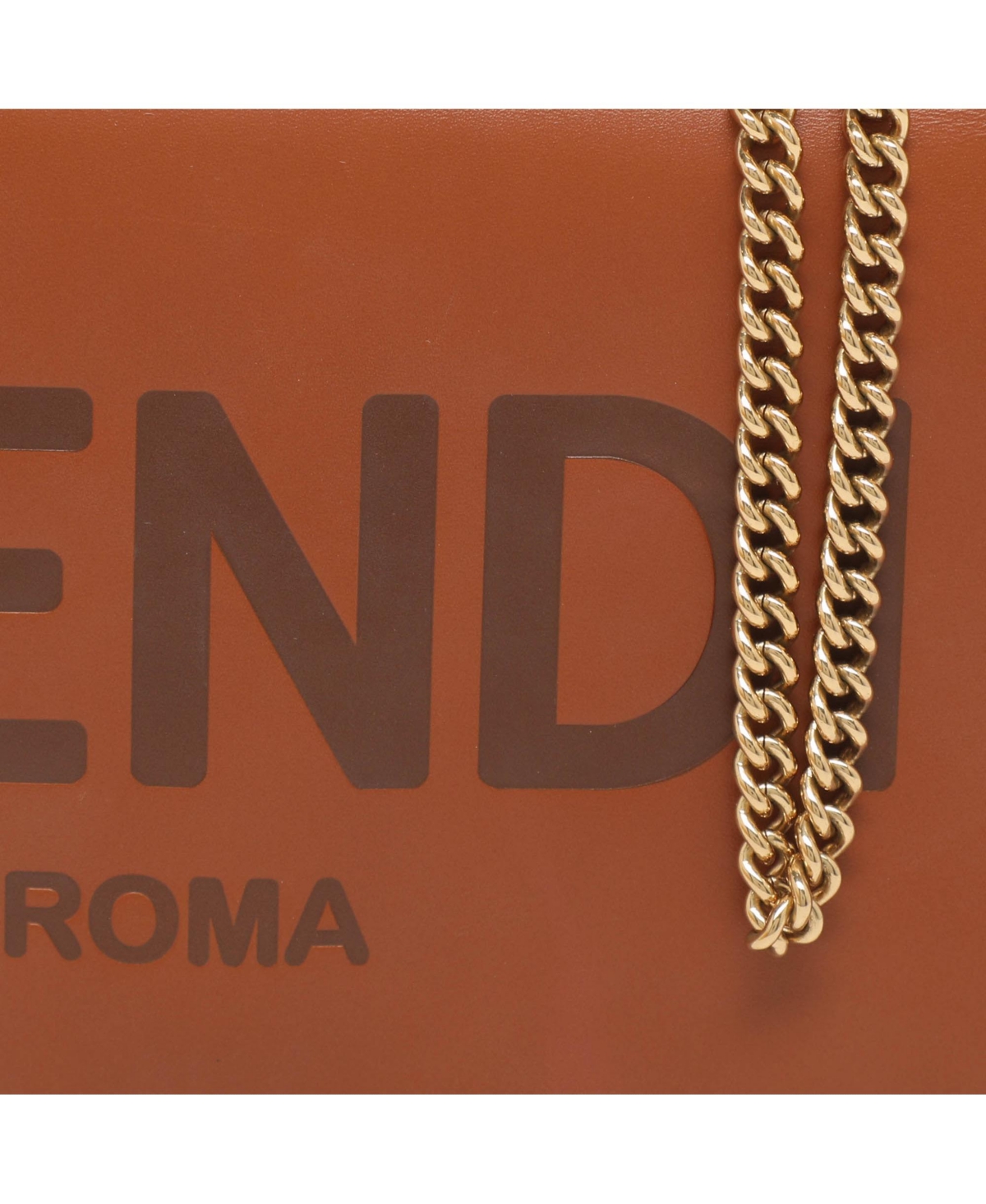 Pre-Owned Fendi Women's Roma Logo Leather Wallet On Chain