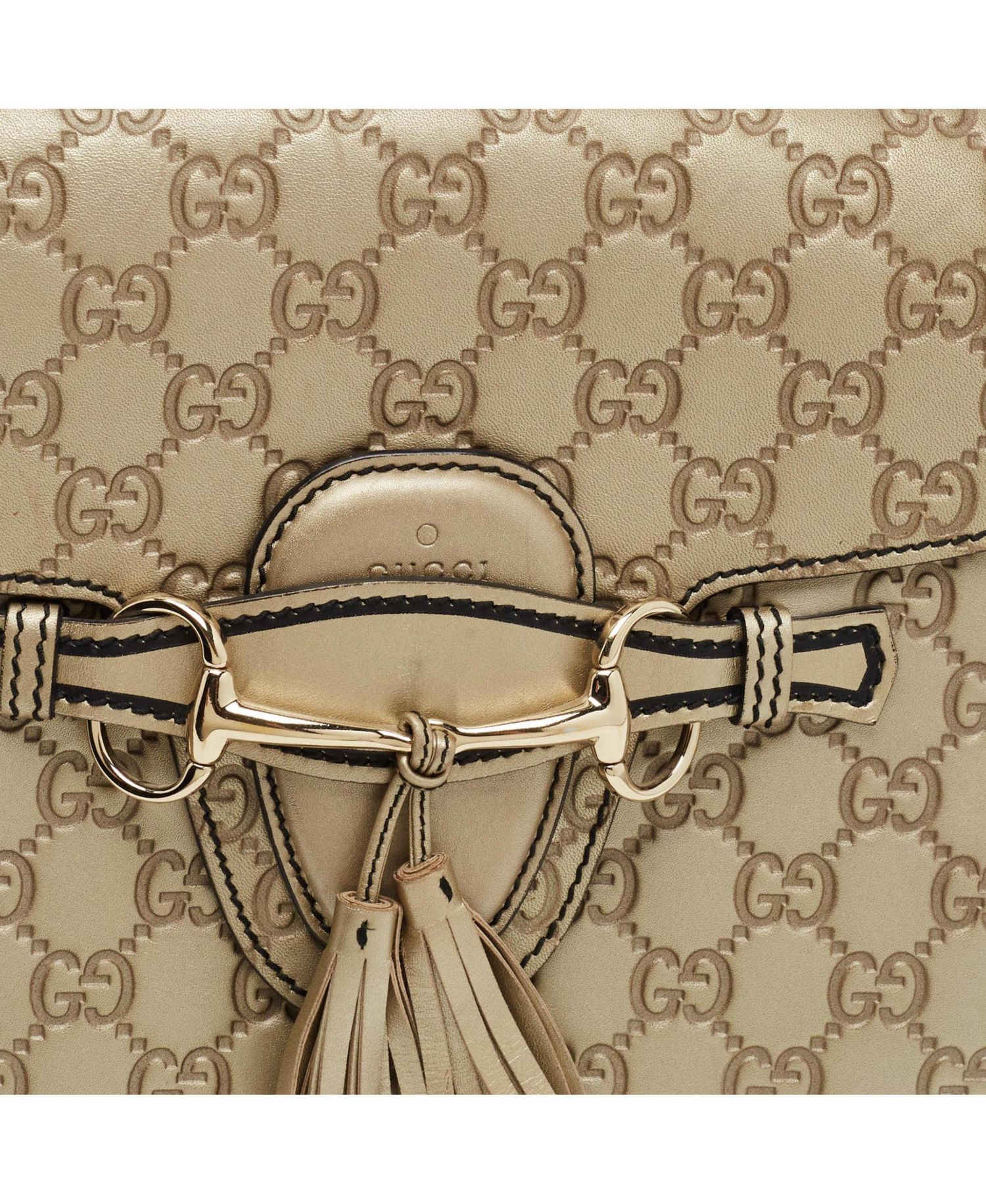 Women's Emily Large Gucci Sima Leather Chain Shoulder Bag