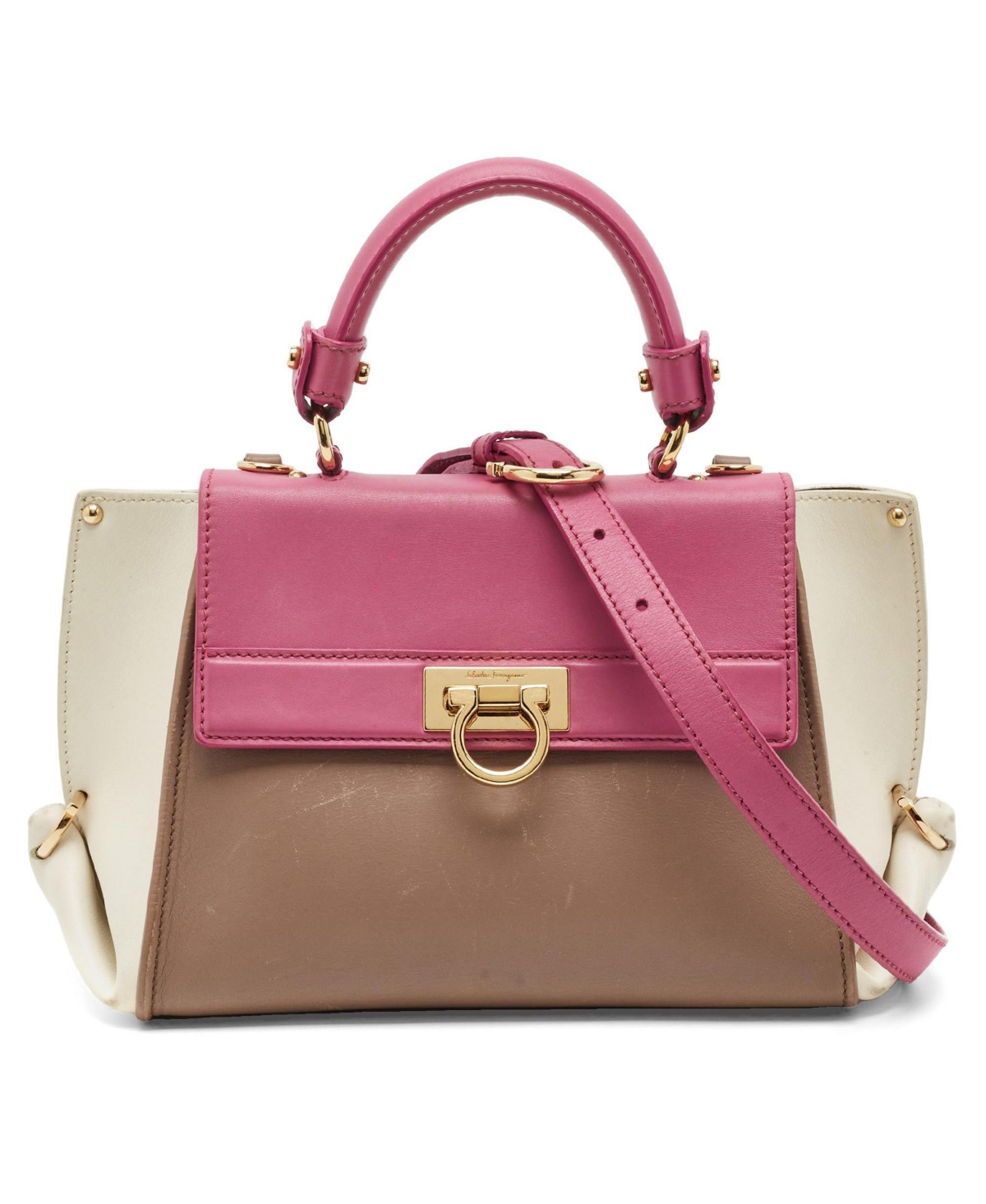 Pre-Owned Salvatore Ferragamo Women's Sofia Small Tricolor Leather Top Handle Bag
