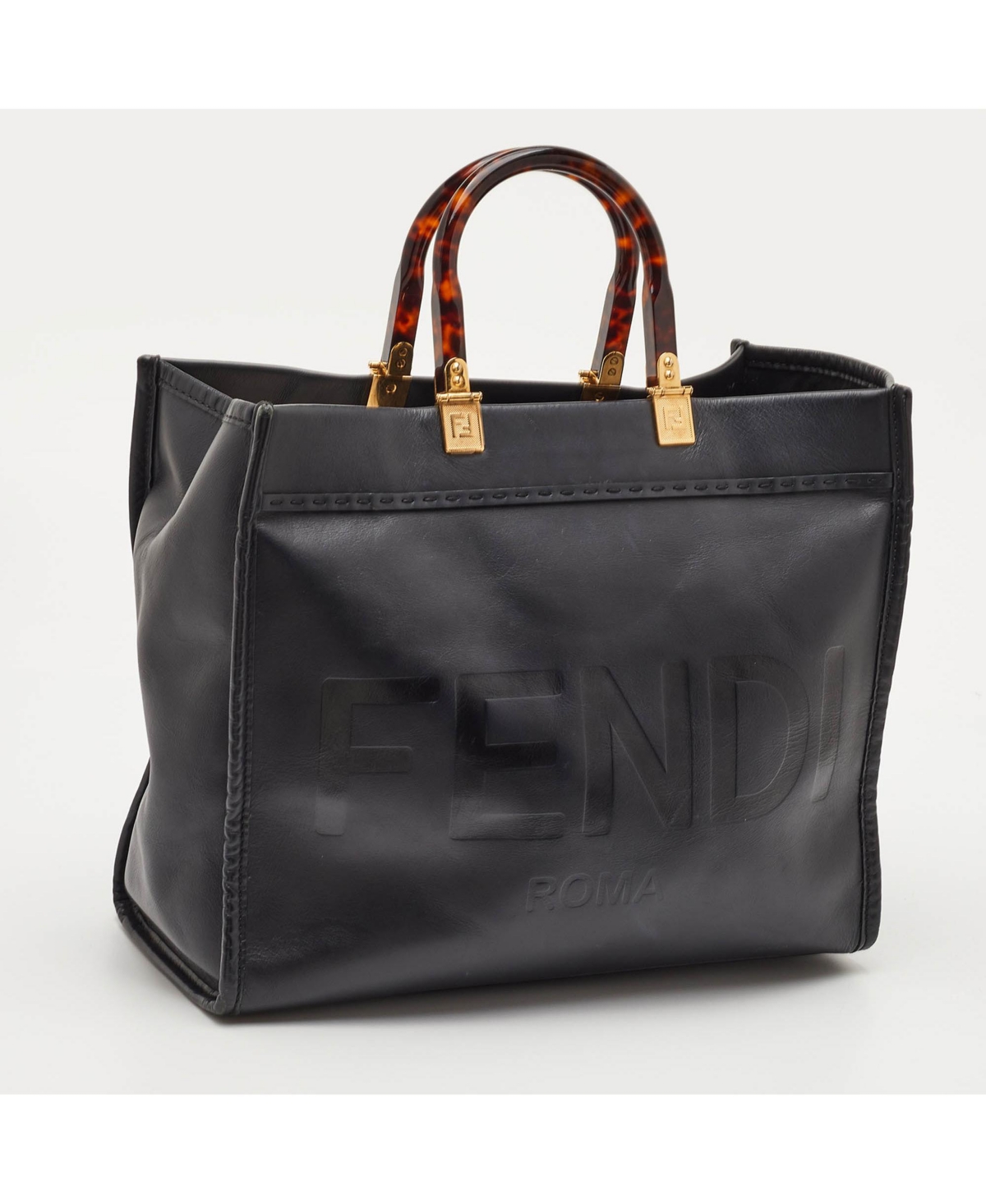 Pre-Owned Fendi Women's Sunshine Medium Leather Tote with Tortoiseshell Handles