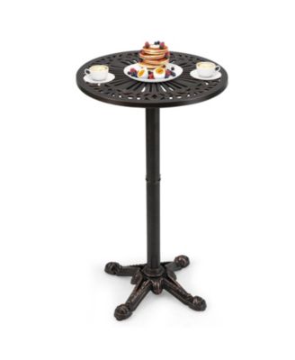 24 in Cast Aluminum Bistro Bar Table with Pedestal Base