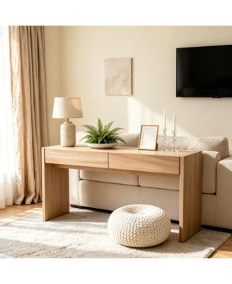 Console Table with 3 Drawers, Thickened Hallway Table with Large Storage for Living Room, TV Stand, Artificial Board, Wood Grain, Easy Clean