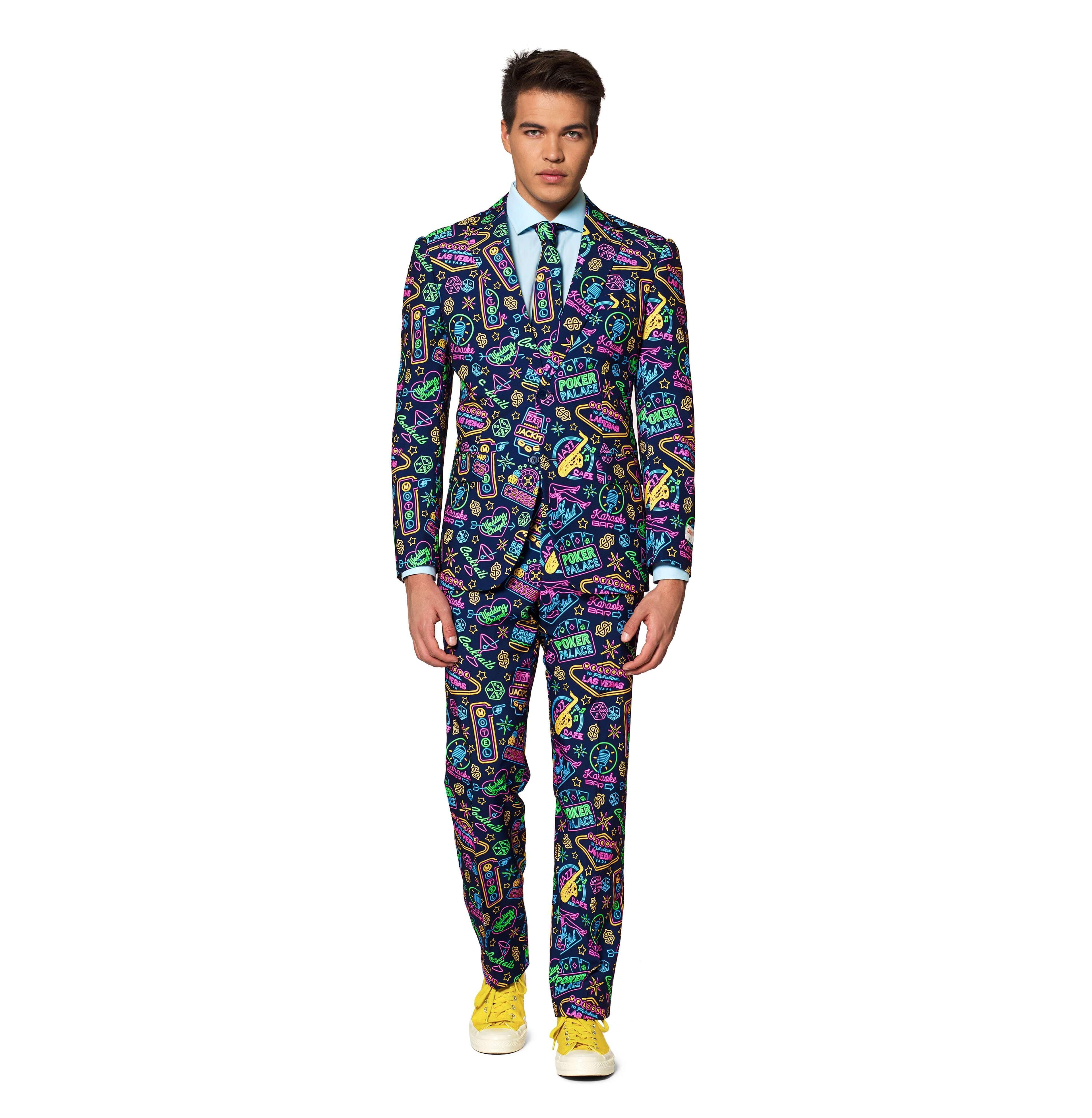 OppoSuits Men's Party Funny Crazy Prom Suit Costume - Testival Comes With Includes Blazer, Pants and Tie