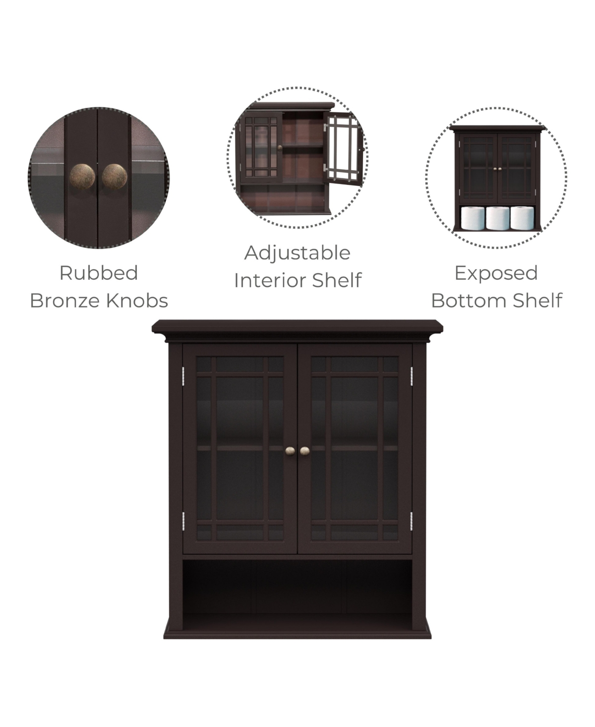 Teamson Home Neal Removable Wall Cabinet with 2 Doors and 1 Shelf