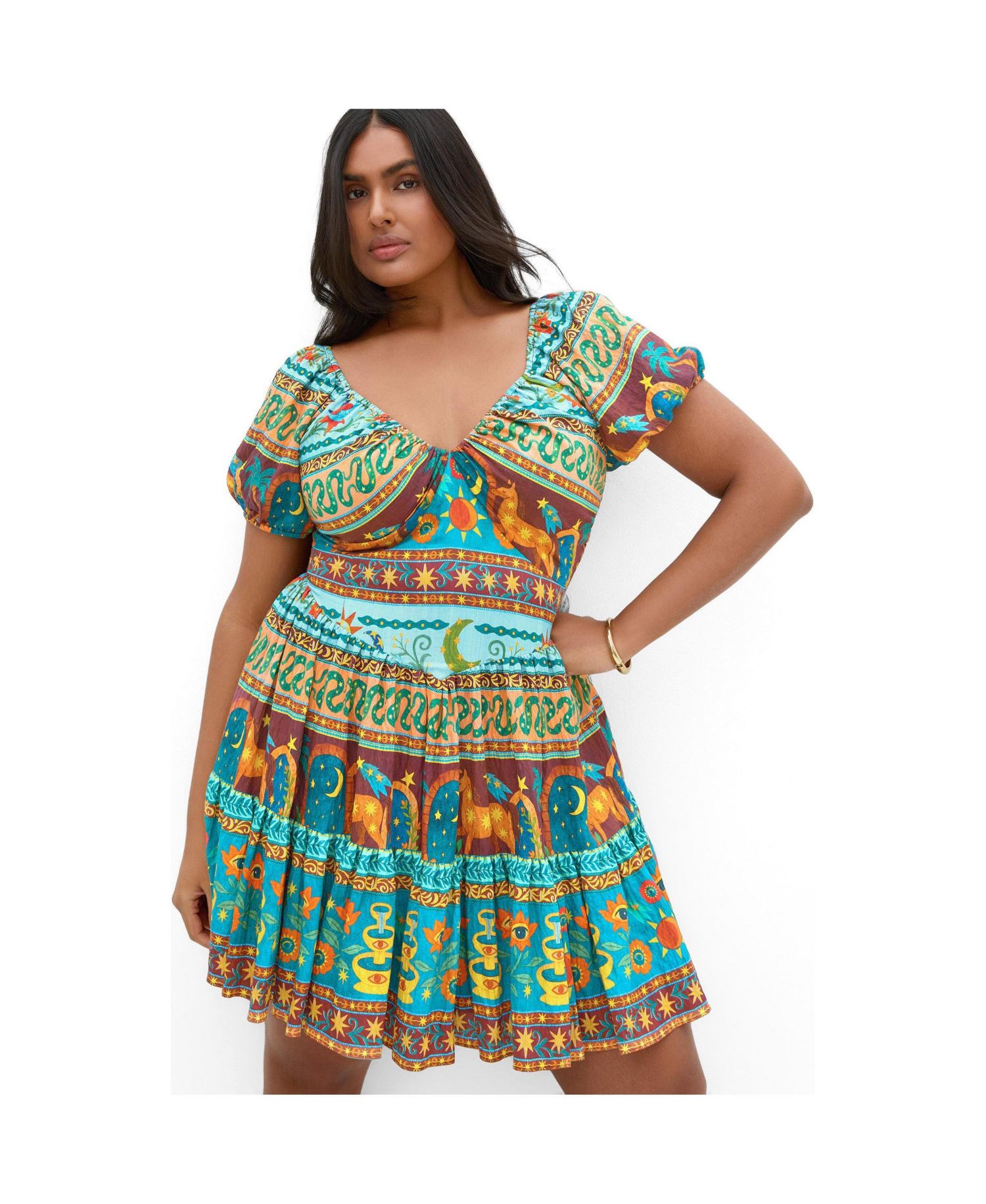 Women's Amaria Print Short-Sleeve V-Neck Mini Dress