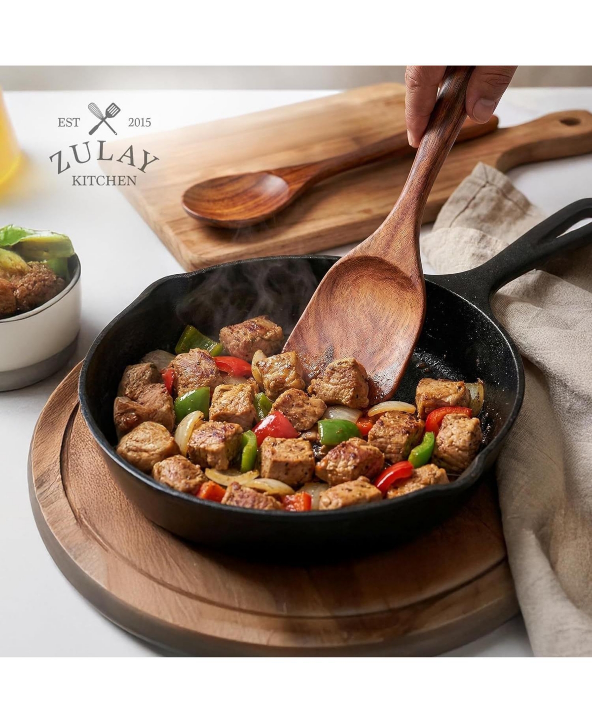 6-Piece Natural Teak Wooden Utensils for Cooking