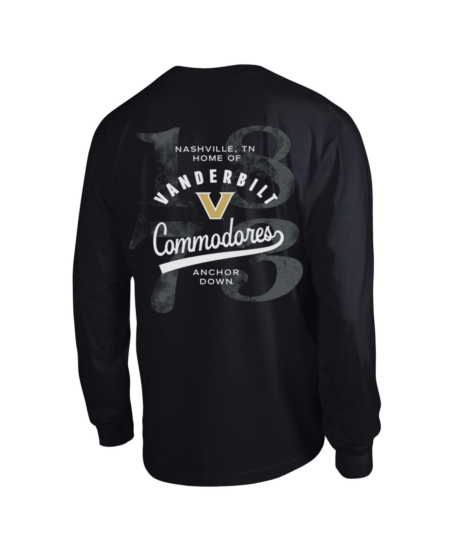 Men's Vanderbilt Commodores Long Sleeve Crewneck Screen Print Graphics T-Shirt