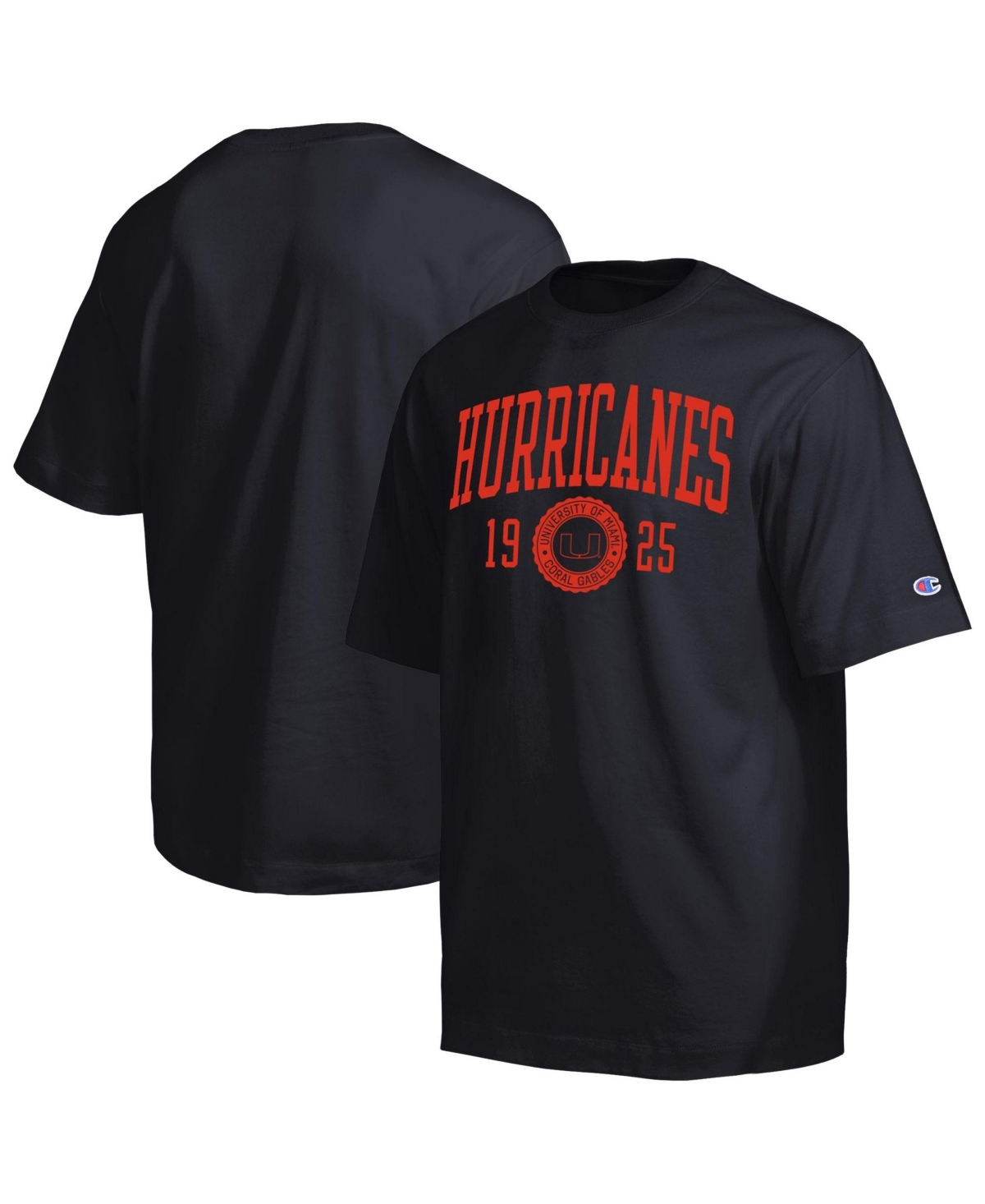 Champion Men's Black Miami Hurricanes Established Tradition Heavyweight T-Shirt - Black