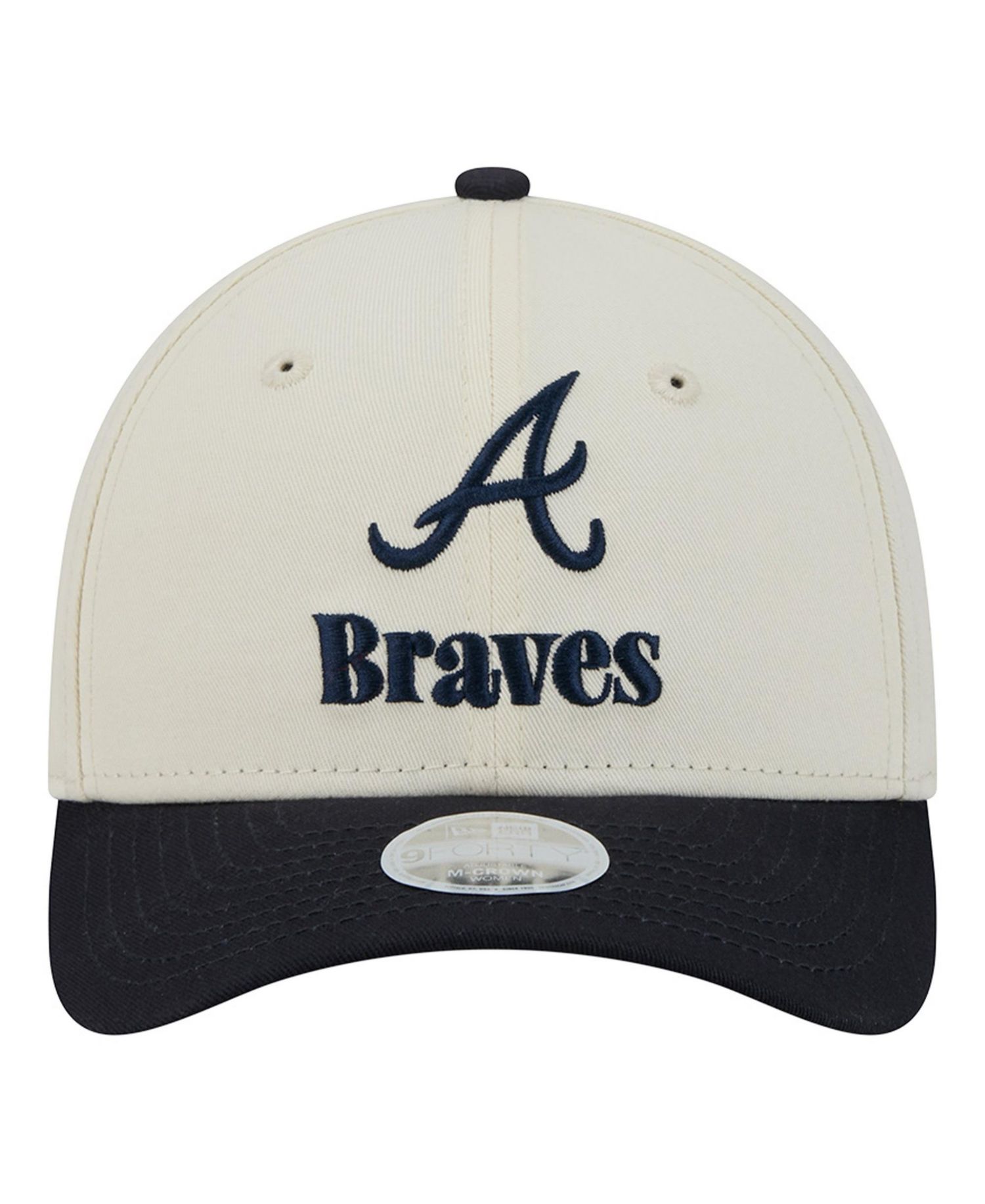 Women's Cream/Navy Atlanta Braves Primary 9FORTY M-Crown Adjustable Hat