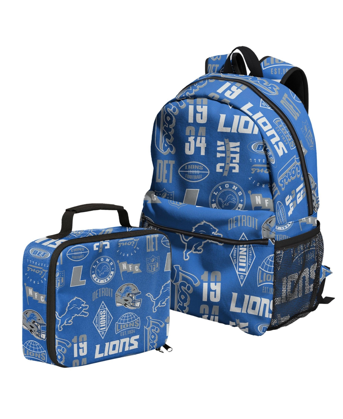 Outerstuff Boys' and Girls' Detroit Lions Adjustable Insulated Backpack and Lunchbox Set - Blue