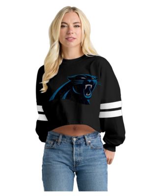 Women's Carolina Panthers Oversized Cropped Long-Sleeve T-Shirt