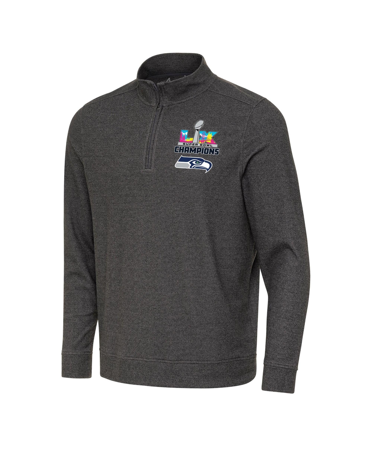 Antigua Men's Black Seattle Seahawks Super Bowl Lx s Subtle Quarter-Zip Pullover Jacket