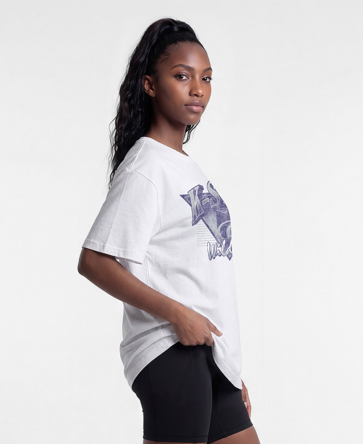Champion Women's Kansas State Wildcats Oversized Dropped-Shoulder Distressed T-Shirt