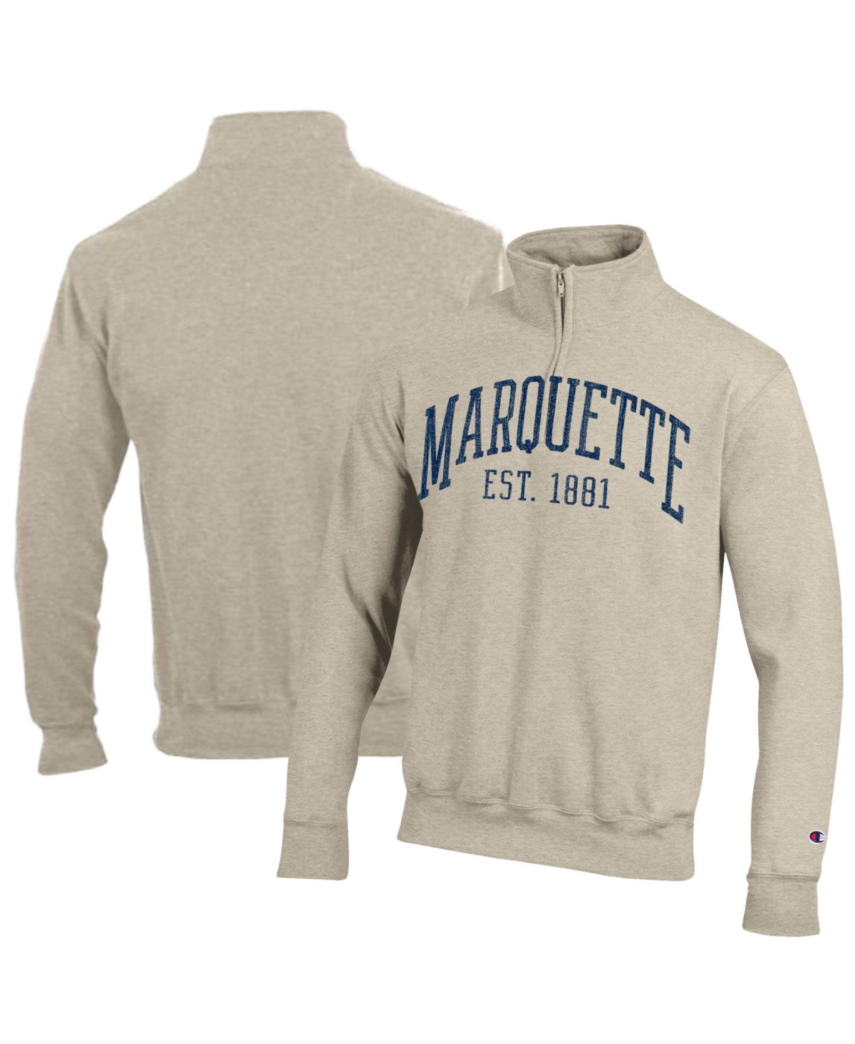 Champion Men's Cream Marquette Golden Eagles Established Date Quarter-Zip Pullover Sweatshirt