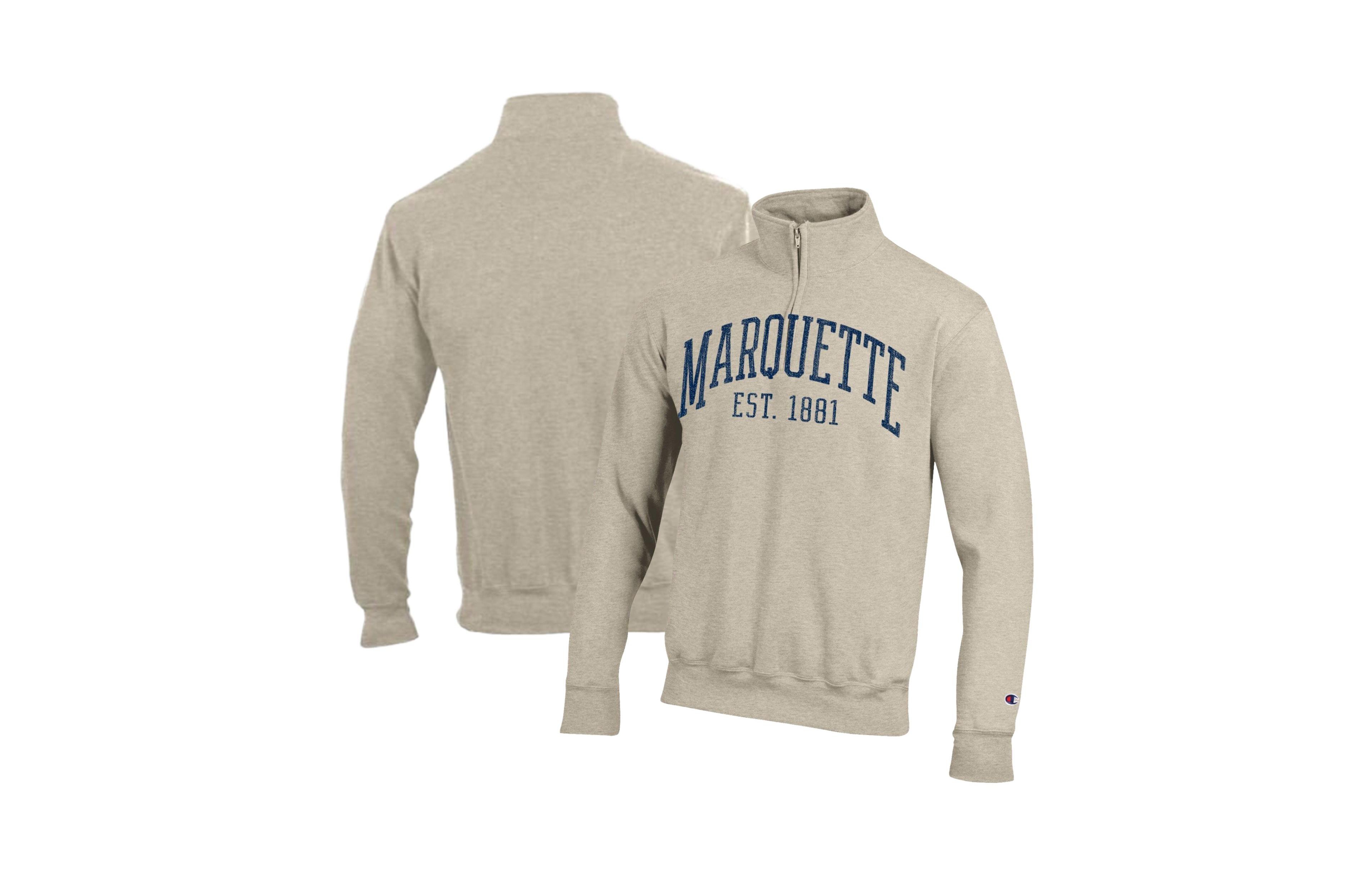 Champion Men's Cream Marquette Golden Eagles Established Date Quarter-Zip Pullover Sweatshirt