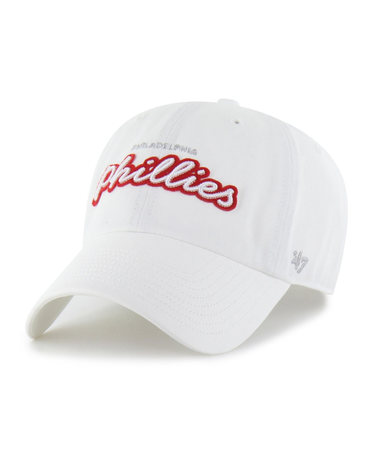 '47 Brand Women's White Philadelphia Phillies Trendy Script Clean Up Adjustable Hat - White