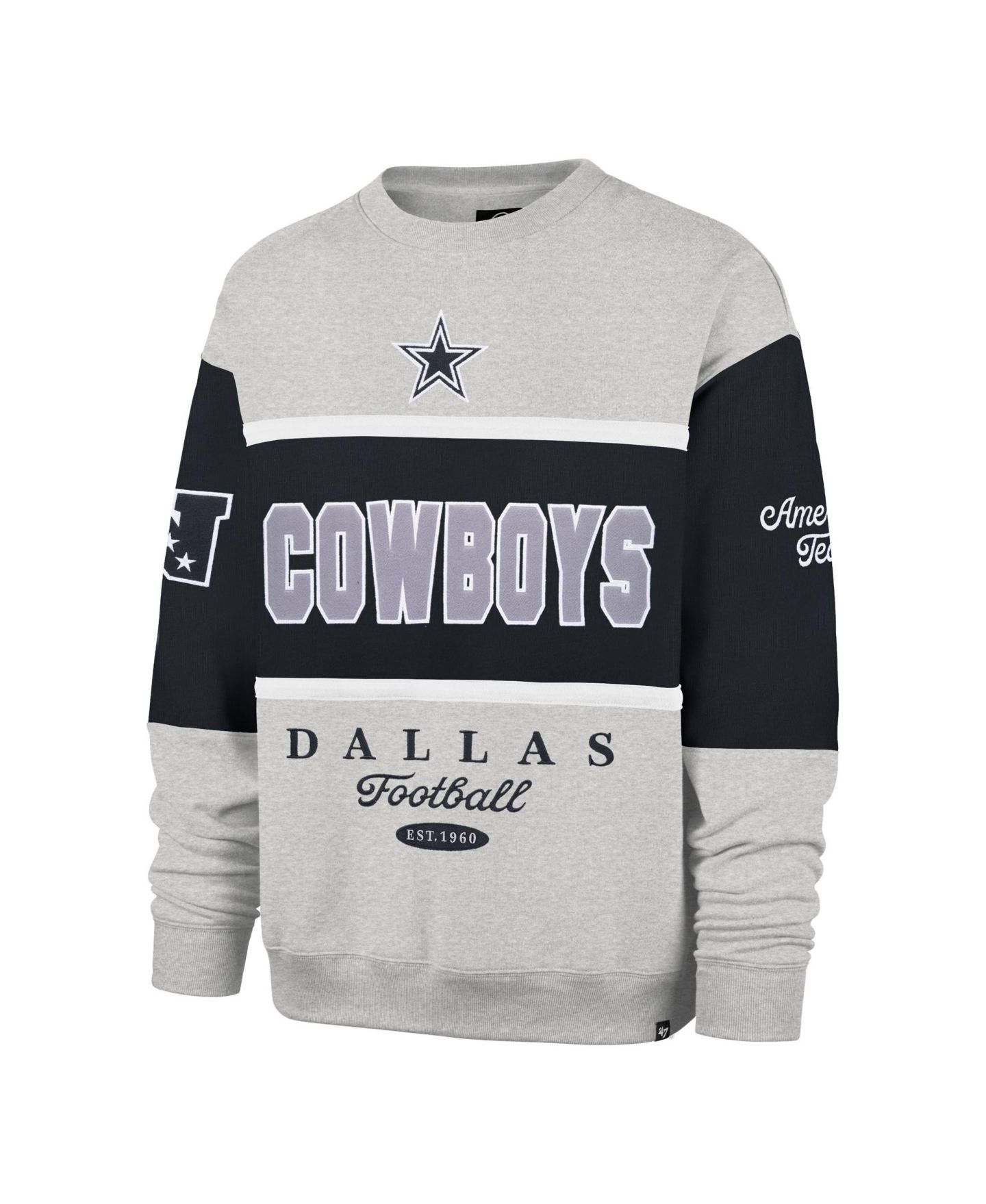Мужская толстовка '47 Brand Dallas Cowboys Blockfield Maximalist Oversized Color-Block Crewneck — фото 3